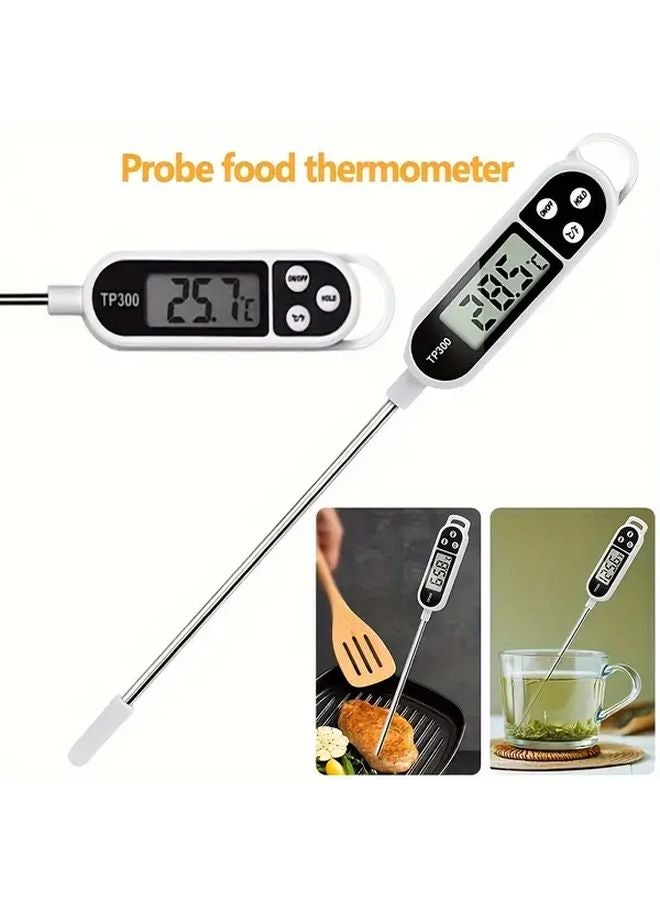 2Pcs White Digital Kitchen Thermometer For Perfectly Cooked Meals TP300 - Image 3